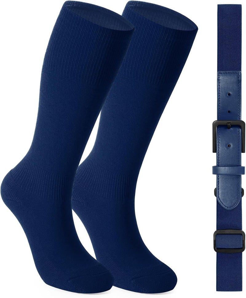 Werforu Baseball Socks and Non-Metal Nickel-Free Belt-Adjustable Belt with Non-allergic Plastic Buckle Softball Socks for kid - Image 1
